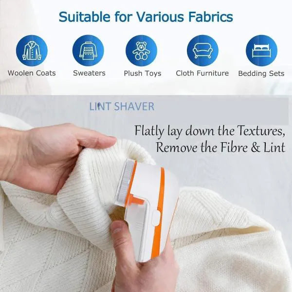Battery Operated Fabric Lint Remover – Safely Removes Fuzz & Pills from Woolen Clothes, Sweaters, Blankets & Jackets